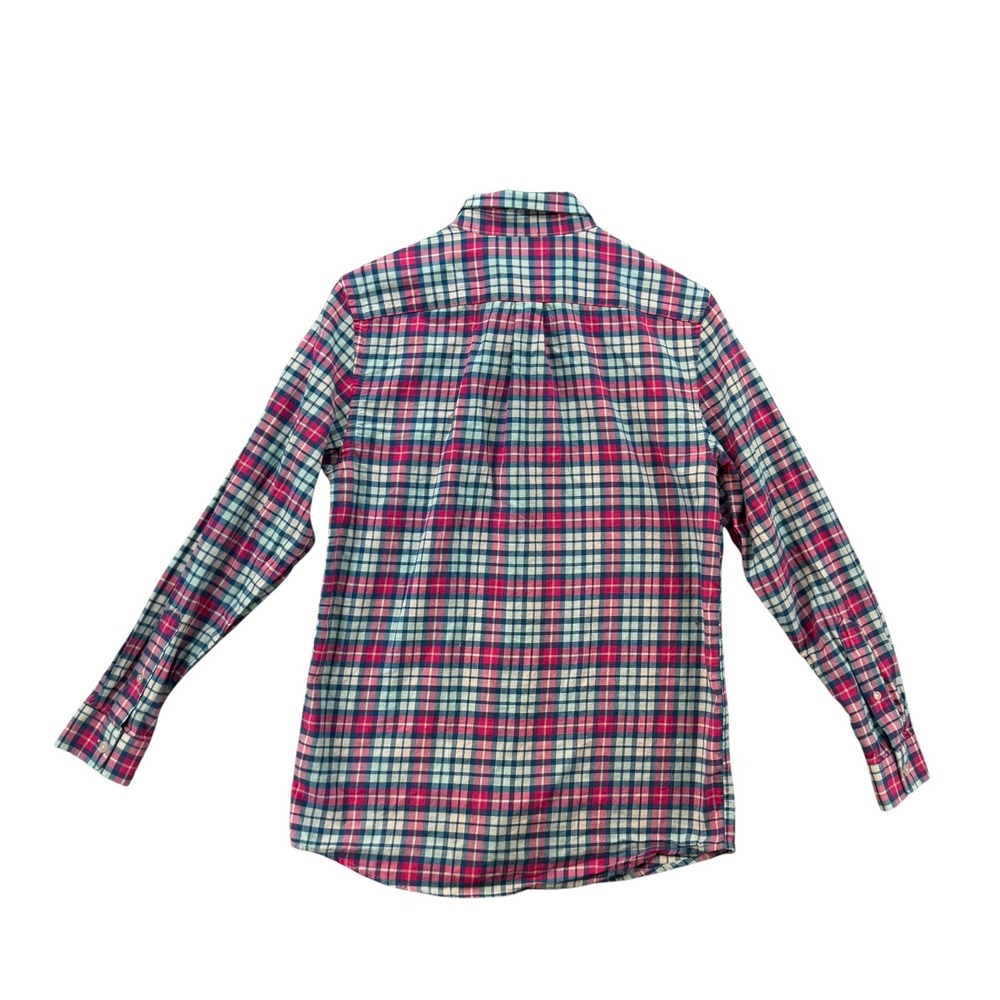 Vineyard Vines Kids Large 16 Whale Shirt Pink Blue Plaid Button Down Cotton Long - Picture 5 of 5